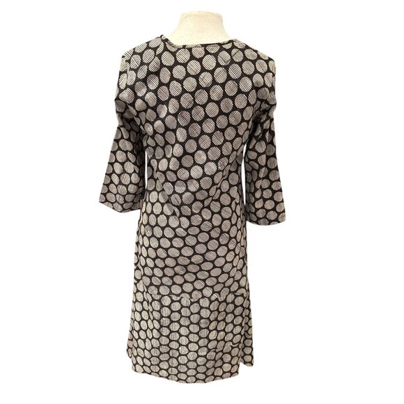 Yaza Womens Polka Dot Patterned Dress With 3/4 Sleeves & Pockets Black/White L - Picture 3 of 9